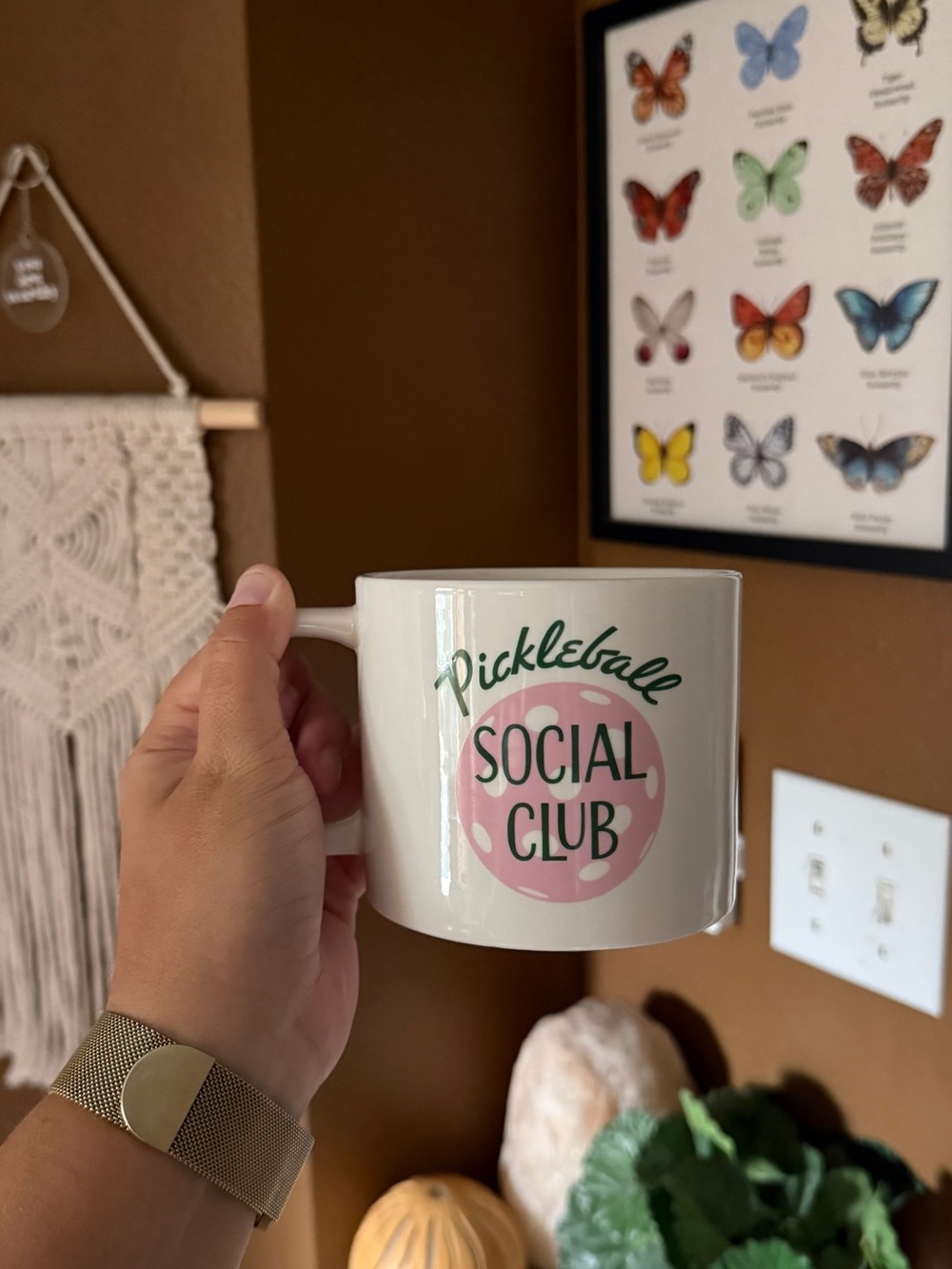 Pickleball Social Club White & Pink Ceramic Coffee Mug